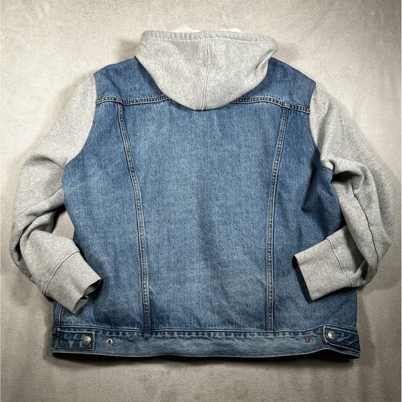 Levis Vintage Fit Hybrid Hooded Denim Trucker Hoodie Jean Jacket Mens XL - Picture 4 of 9